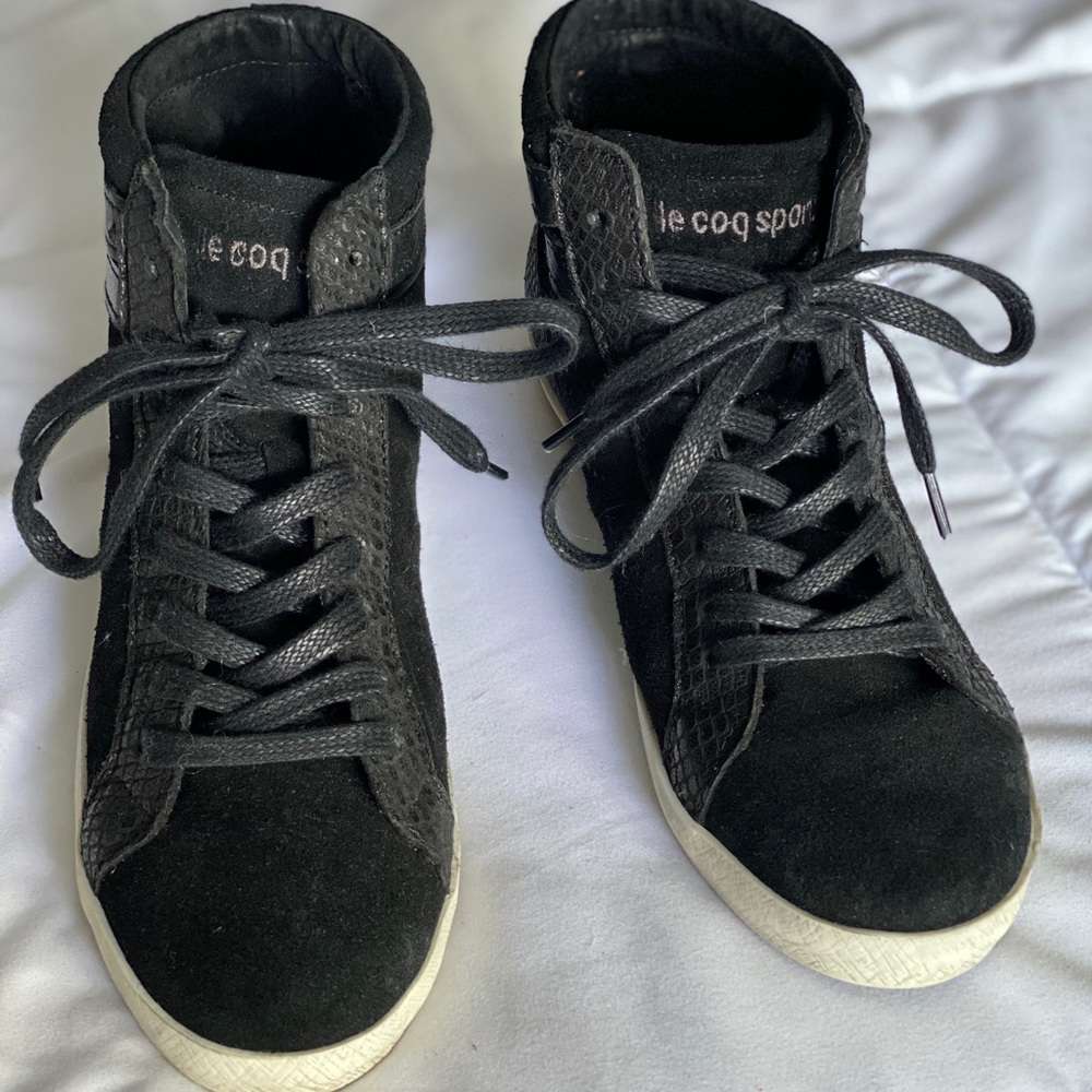 European suede high-top sneakers